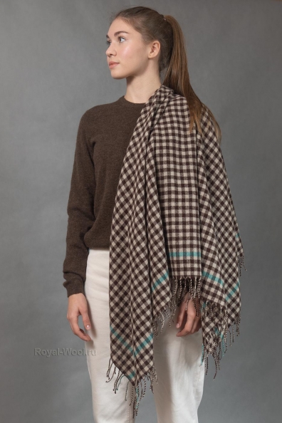 Женский шерстяной платок квадратный с кисточками 1131-2-9