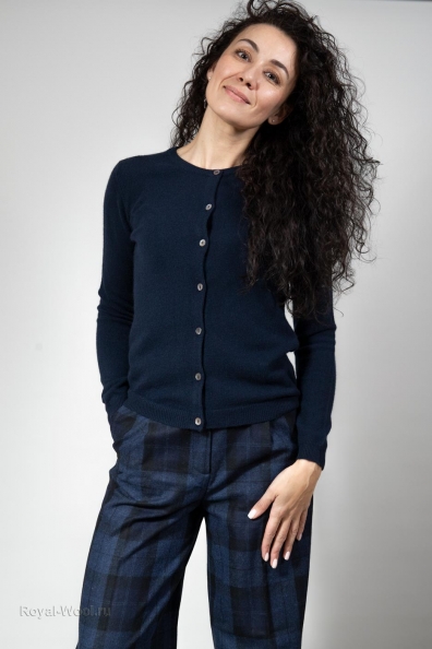 Синий женский джемпер на пуговицах 703-2E-1