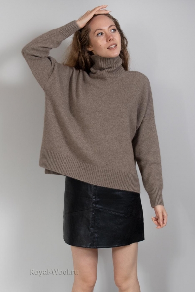 Темно-бежевый свитер freesize 705-4M-1