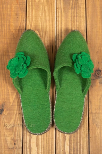 Женские домашние зеленые тапочки из войлока 214-G2