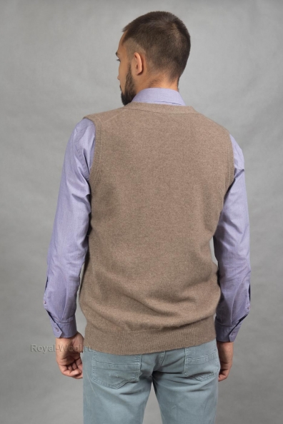 Бежевый мужской кашемировый жилет 714-MB