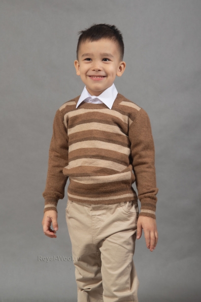 Детский джемпер в полоску из верблюжьей шерсти 092