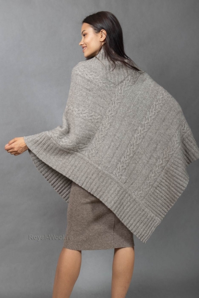 Пончо из пуха яка с вязаным рисунком 1921-44-M