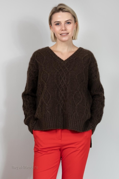 Шерстяной женский пуловер с крупным рисунком 1921-2-МB