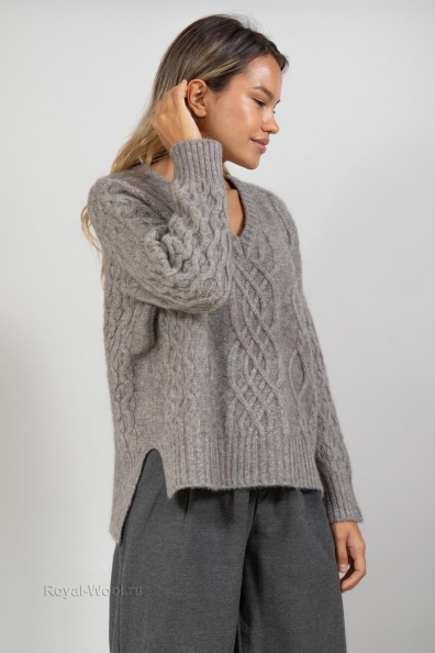 Вязаный женский пуловер с рисунком 1921-2-М