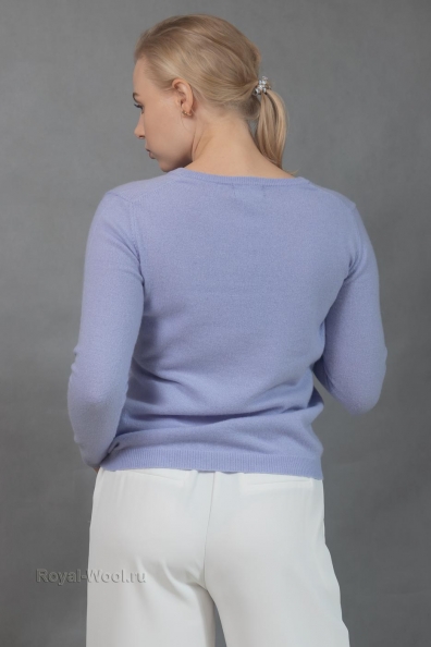 Cиреневый классический пуловер 705-E-11