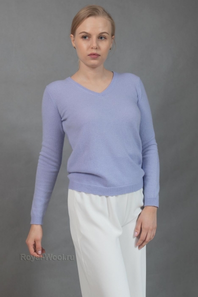 Cиреневый классический пуловер 705-E-11