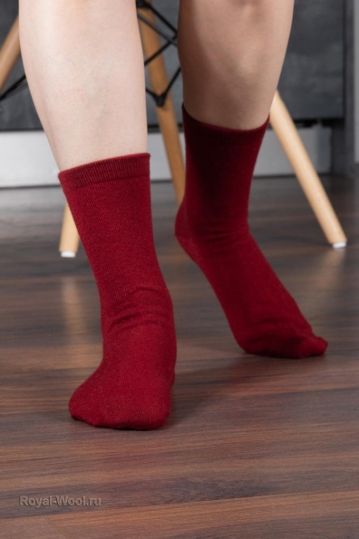Бордовые однотонные шерстяные носки 1113-22