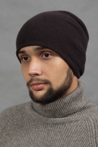 Мужская трикотажная шапка коричневая 750-4-22M