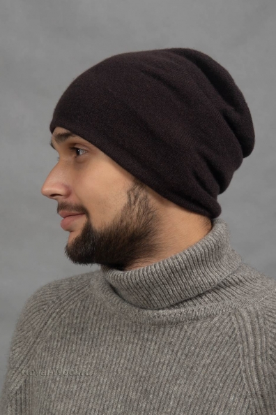 Мужская трикотажная шапка коричневая 750-4-22M