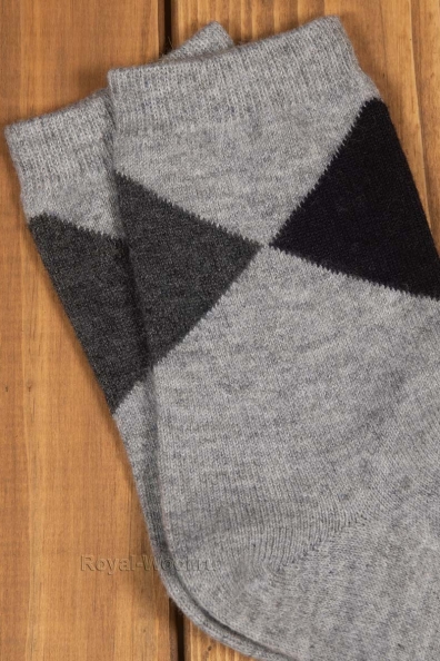 Теплые мужские носки шерстяные серые с ромбами 1113-20
