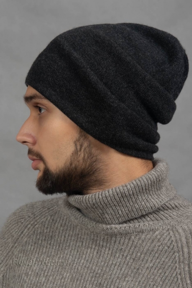 Шапка мужская из кашемира темно-серая 750-4-23-M