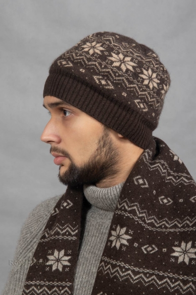 Шерстяная мужская шапка с рисунком 195-SF-4M