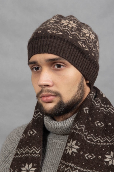 Шерстяная мужская шапка с рисунком 195-SF-4M