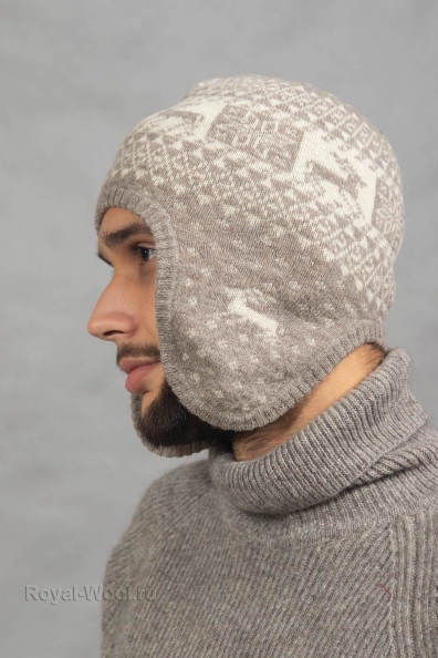 Мужская шапка ушанка монгольский як 195-SF-10M