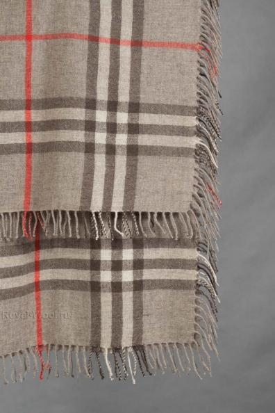 Шерстяной платок в клетку с красной полосой 1131-2-16