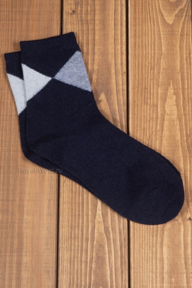 Носки шерстяные мужские синие с ромбами 1113-23