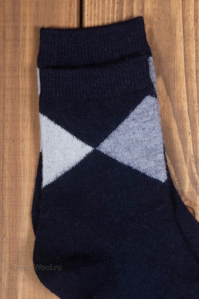 Носки шерстяные мужские синие с ромбами 1113-23