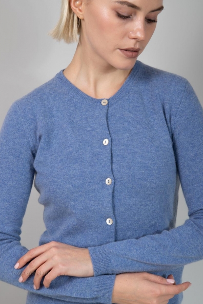Голубой женский джемпер на пуговицах 703-2E-2
