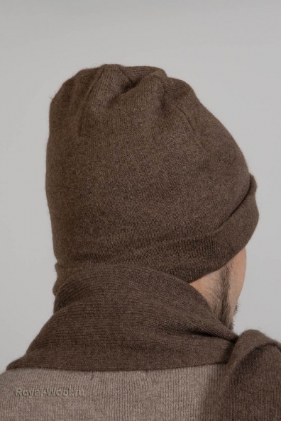 Мужская шерстяная шапка бини цвет капучино 195-1-SL-1M
