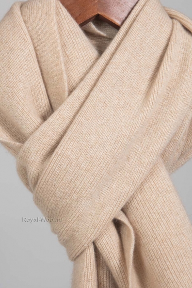 Трикотажный кашемировый светло-бежевый шарф 25х155 760-SL-1