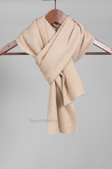 Трикотажный кашемировый светло-бежевый шарф 25х155 760-SL-1