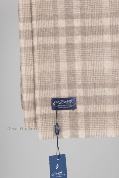 Шарф в клетку светло-бежевый кашемировый 760-41