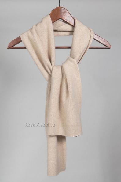 Вязаный кашемировый светло-бежевый шарф 24х155 760-BB-1