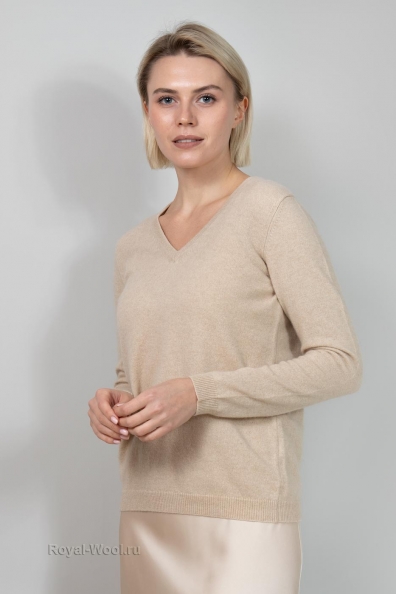Светло бежевый женский пуловер 701-E-14