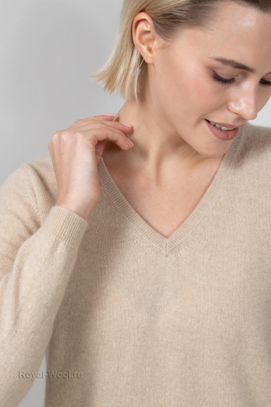 Светло бежевый женский пуловер 701-E-14