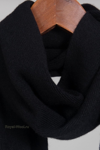 Трикотажный мужской кашемировый черный шарф 24х155 760-BB-3