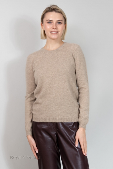 Бежевый кашемировый джемпер U-образный вырез 705-E-12