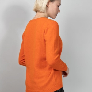 Оранжевый пуловер кашемир фото7