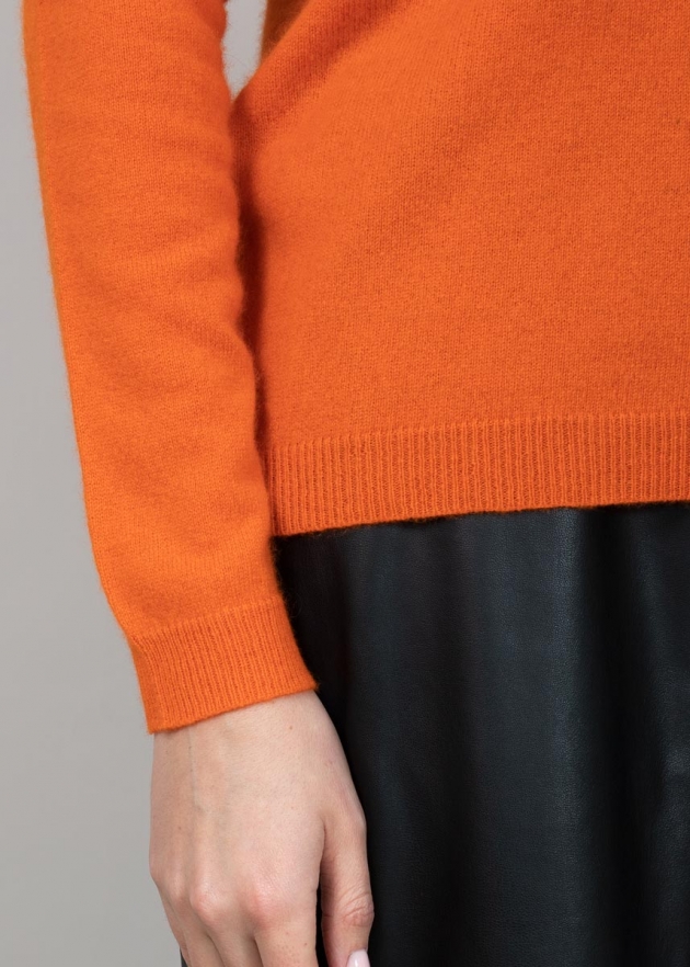 Оранжевый пуловер кашемир фото8