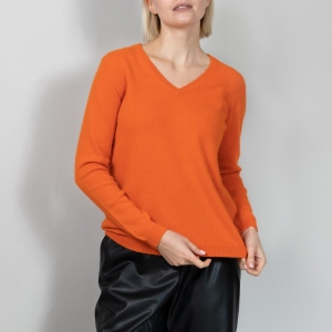 Оранжевый пуловер кашемир фото5