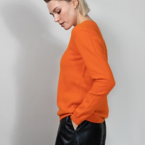 Оранжевый пуловер кашемир фото6