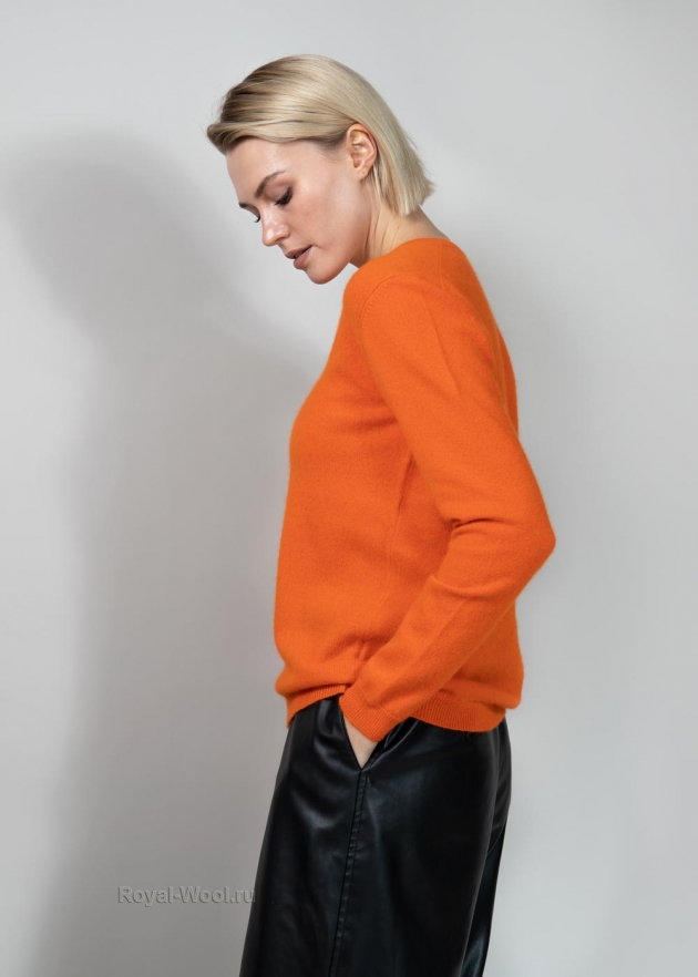 Оранжевый пуловер кашемир фото6