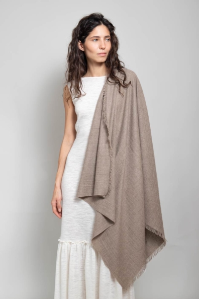 Палантин-шаль кашемир цвета капучино 154-3М-2