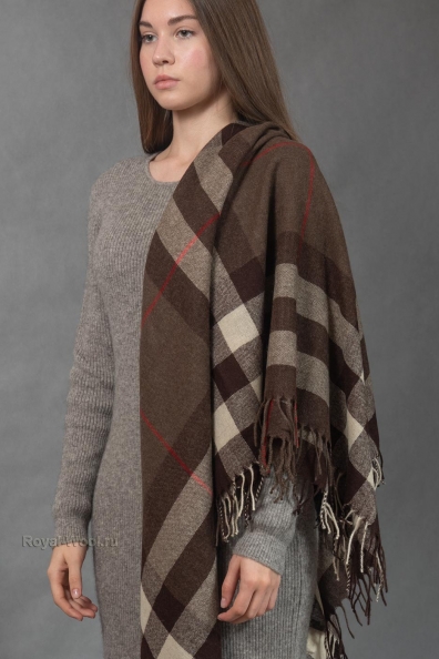 Женский зимний платок коричневый 100% подшерсток ягнят 1131-2-17