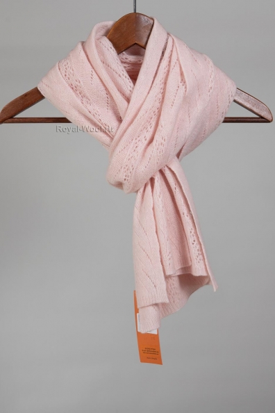 Палантин вязаный кремовый 154-3М-1