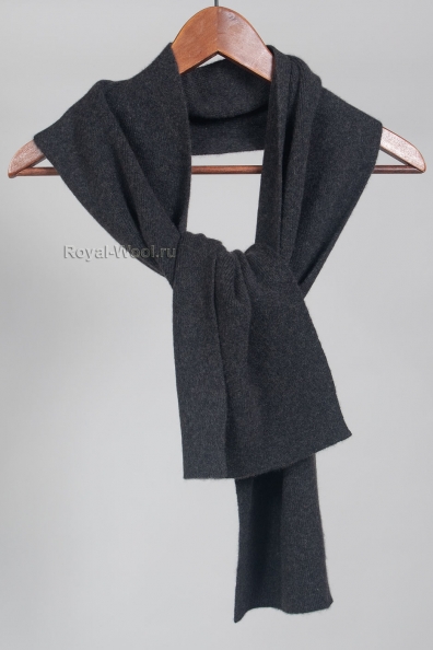 Вязаный кашемировый серый шарф 24х155 760-BB-5