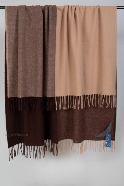 Бежево-коричневый плед из кашемира «четыре квадрата» 130х170 120-12