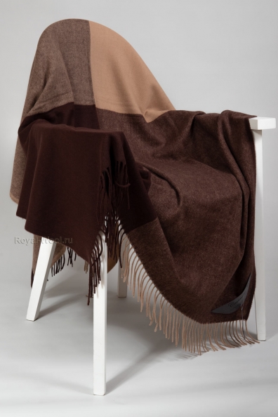 Бежево-коричневый плед из кашемира «четыре квадрата» 130х170 120-12