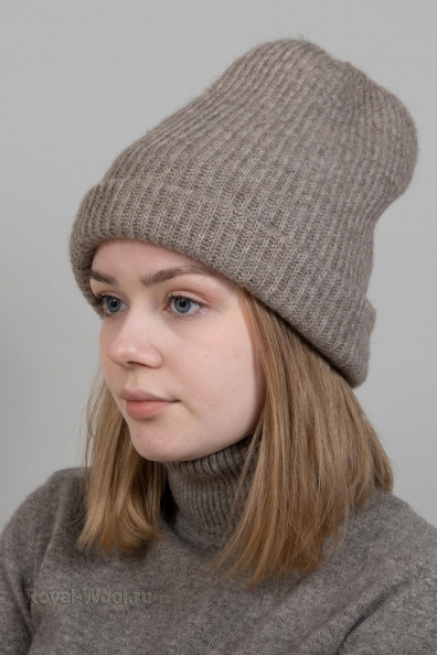 Двойная шерстяная серая шапка 195-2-UL-4