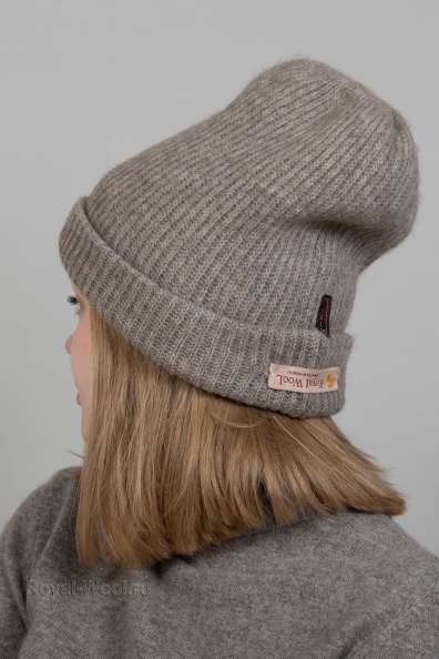Двойная шерстяная серая шапка 195-2-UL-4