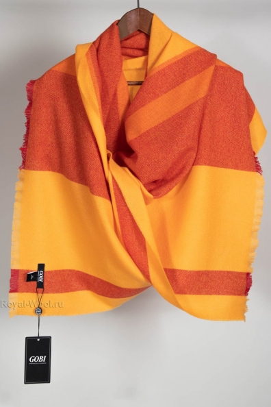 Палантин кашемировый оранжево-желтый 154-5-17