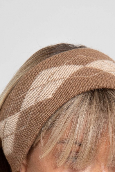 Повязка-полоска на голову шерстяная рисунок «ромб» 094-1-2