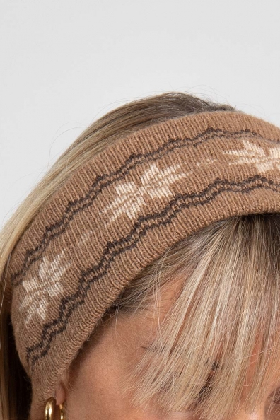 Повязка-полоска на голову верблюжья шерсть снежинка 094-1-1