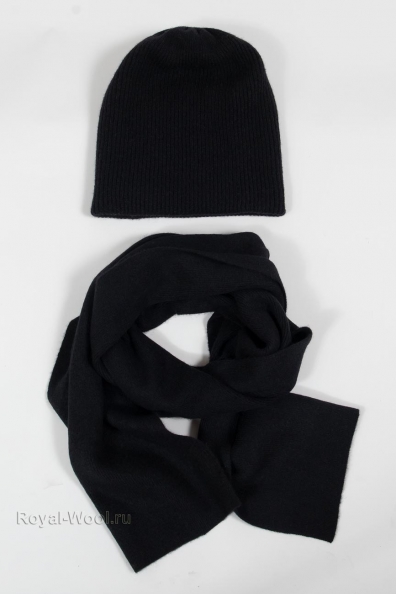 Черный комплект шарф и шапка 790-2-3