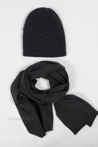Комплект шапка и шарф серые 790-4-15